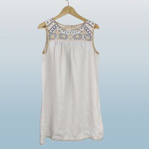 C&C California Linen Shift Dress Crossstitch Embroidery Accents